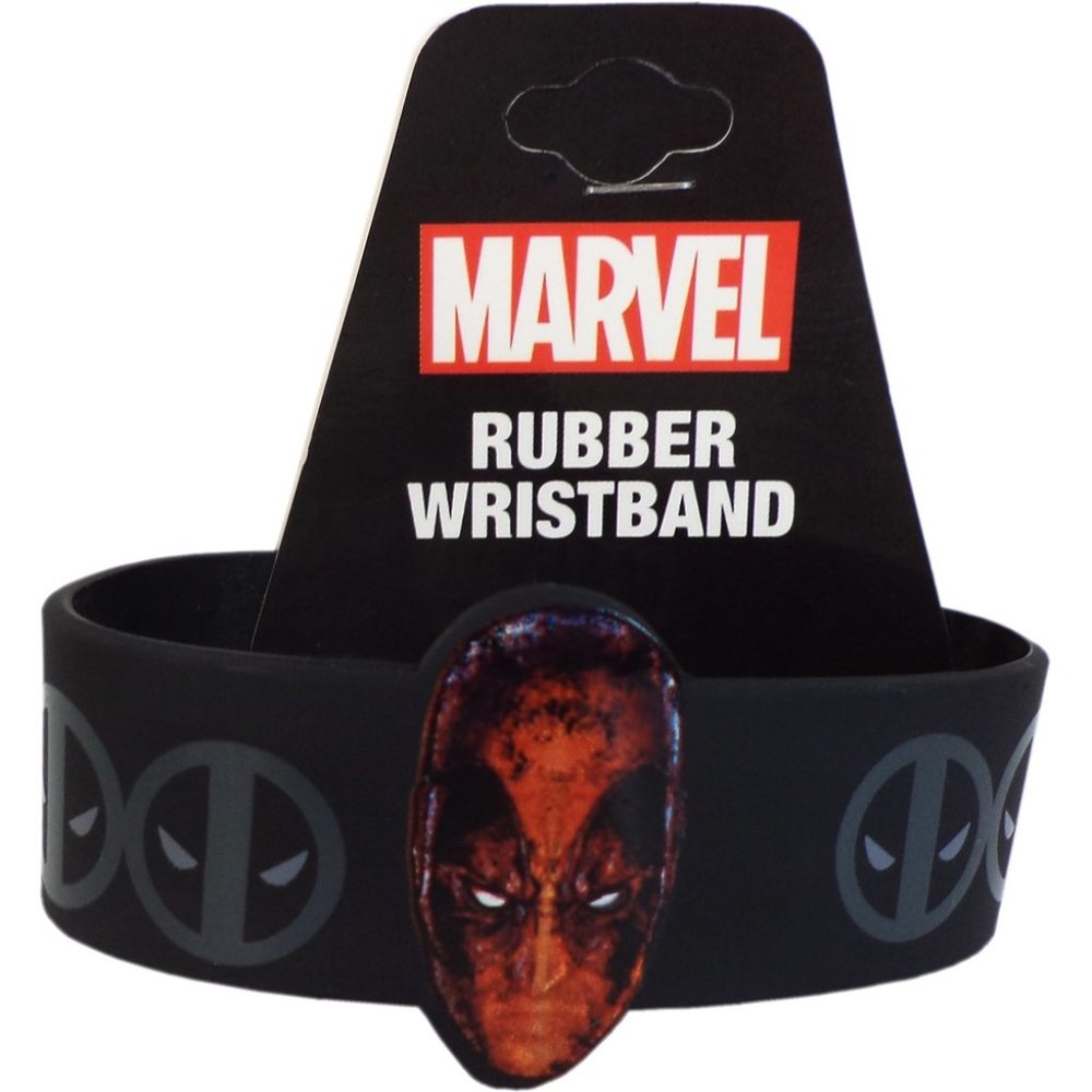 Marvel Comics' Deadpool Head And Logo Rubber Wristband
